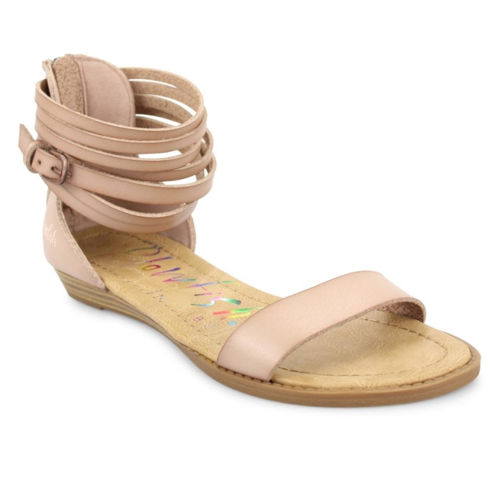 NIB Distressed Chic Multistrap Ankle Wedge Sandal - Picture 3 of 5